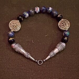 Handcrafted Blue Bead & Silver Accent Bracelet